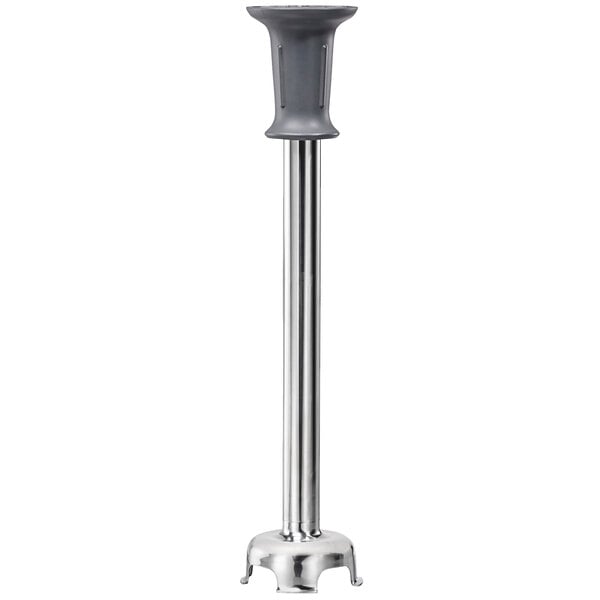 The blending arm for a Hamilton Beach BigRig immersion blender with a stainless steel and black handle.