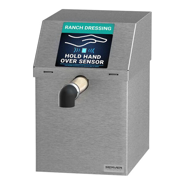 A rectangular stainless steel Server condiment dispenser on a counter.