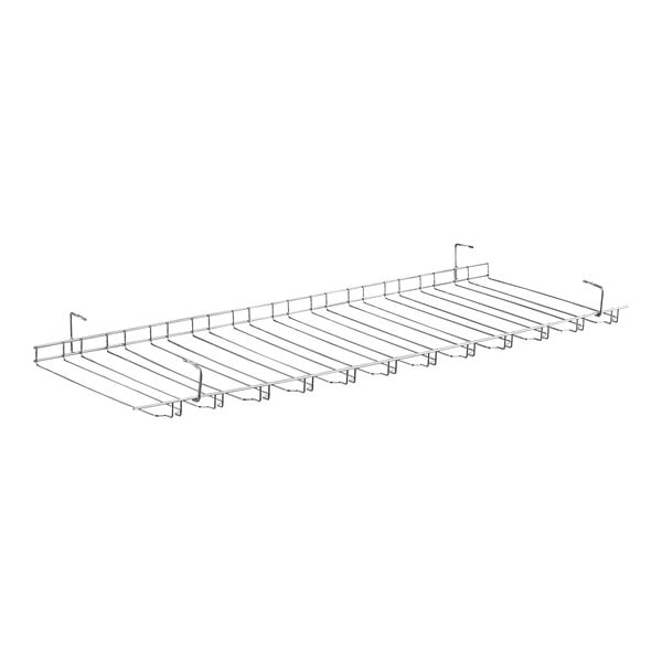 A Regency chrome wire bar glass rack with 11 slots.