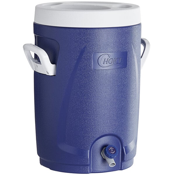 Choice 5 3 Gallon Blue Round Insulated Beverage Dispenser Portable Water Cooler