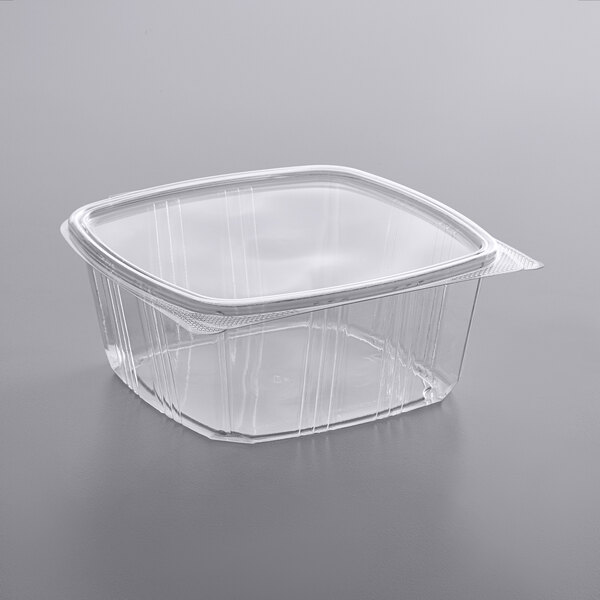 A clear plastic Choice RPET deli container with a lid.