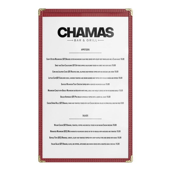 Choice 8 1/2" x 14" Burgundy 2-View Single Pocket Menu Cover