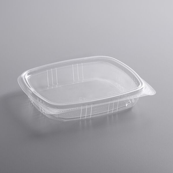 A Choice clear plastic deli container with a lid.