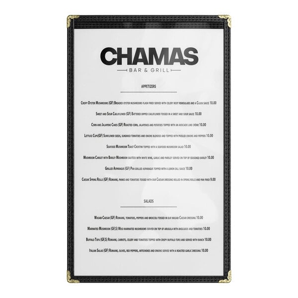 Choice 8 1/2" x 14" Black 2-View Single Pocket Menu Cover