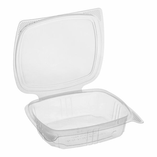 Choice 8 oz. Clear RPET Hinged Deli Container - 50/Pack
