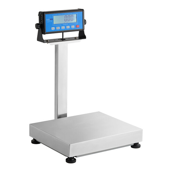 A AvaWeigh BS70TK digital receiving scale with a blue digital display.