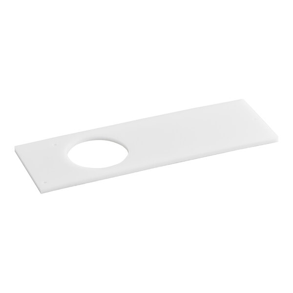 A white rectangular tray with a hole in it.