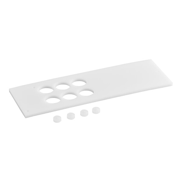 A white rectangular plastic tray with holes and 1/2" bumpers.