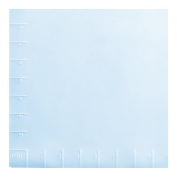 A blue translucent silicone work mat with white numbers on it.