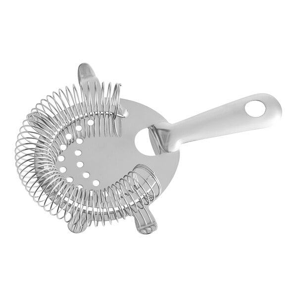 A silver Vollrath stainless steel cocktail strainer with a handle.