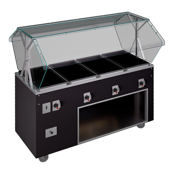 Vollrath T38711 2-Series 60" Black Affordable Portable Deluxe Hot Food Station with Enclosed Storage