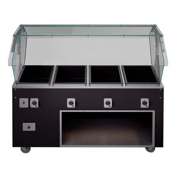 Vollrath T38711 2-Series 60" Black Affordable Portable Deluxe Hot Food Station with Enclosed Storage