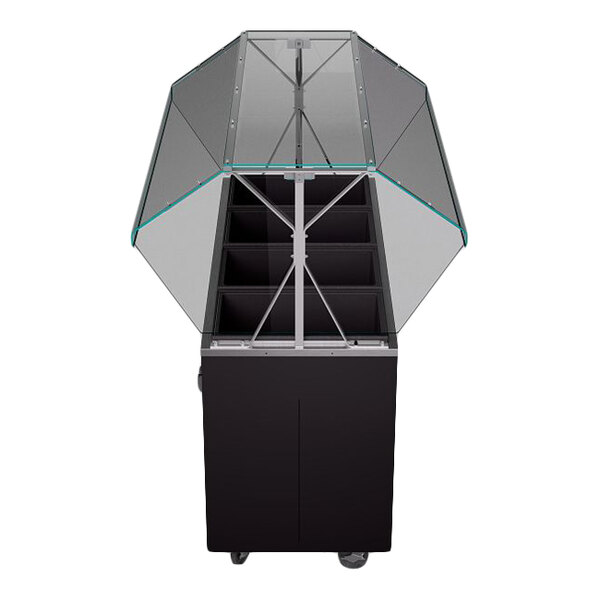Vollrath T38711 2-Series 60" Black Affordable Portable Deluxe Hot Food Station with Enclosed Storage