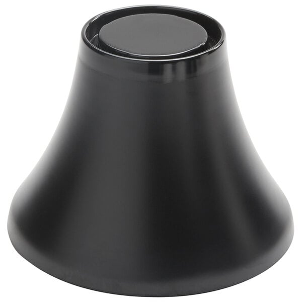 An American Metalcraft black melamine pedestal with a round top and black rim.
