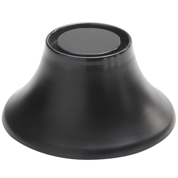 An American Metalcraft black melamine pedestal with a round black base and a black rim.