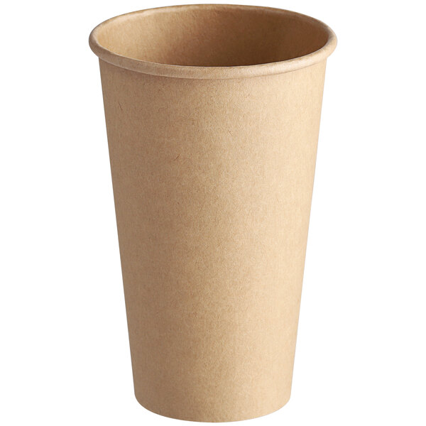 An Economy 16 oz. Kraft paper cold cup on a white background.