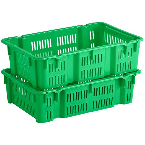 Choice Green Vented Agricultural Crate - 24 x 16 1/8 x 6 11/16