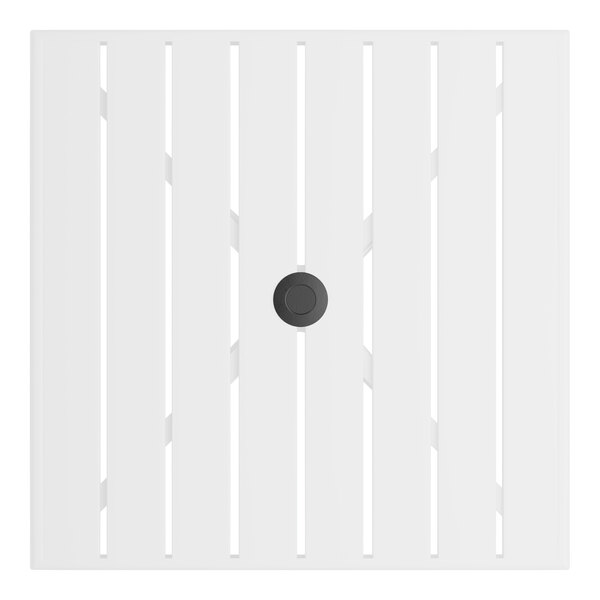 Lancaster Table & Seating 32" x 32" White Powder-Coated Aluminum Dining Height Outdoor Table with Umbrella Hole