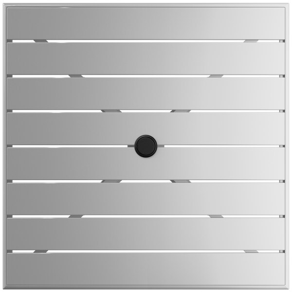 a white square object with a black circle