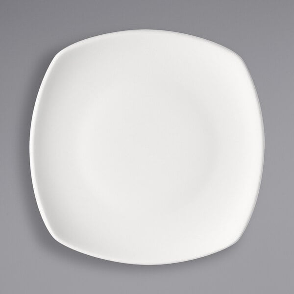 A white square Bauscher porcelain plate.