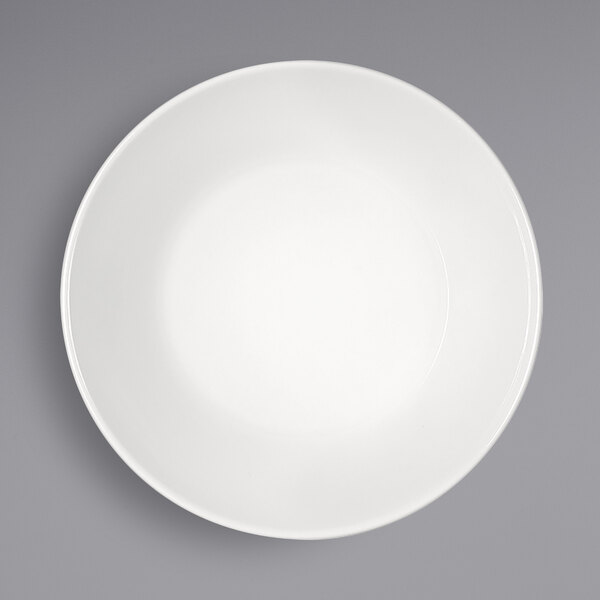 A white Bauscher porcelain bowl with a white rim on a white background.