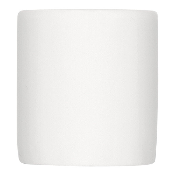 A plain, cylindrical, bright white container with smooth sides.