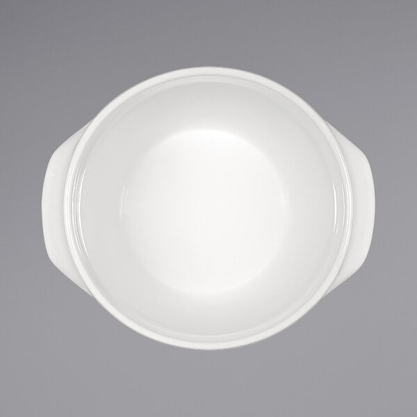 A Bauscher bright white porcelain soup tureen with handles.