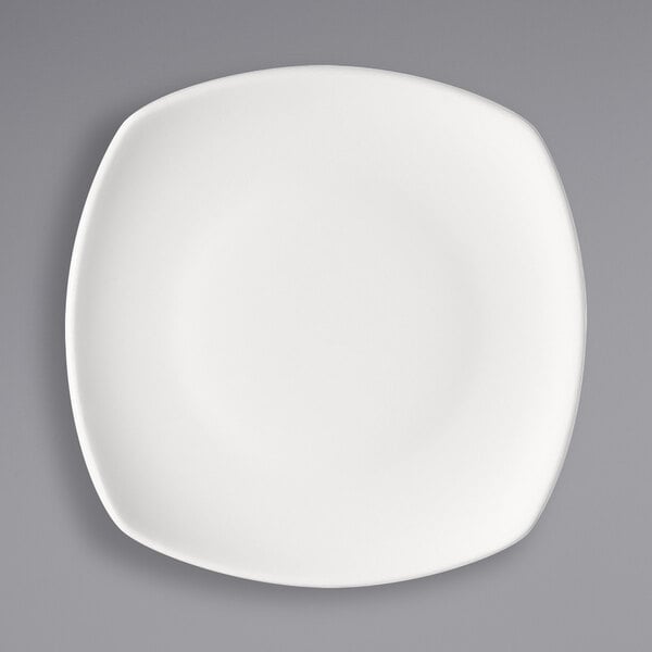 A white square Bauscher porcelain plate.