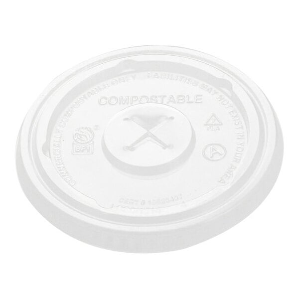 Fabri-Kal LGC12/20 Greenware 9 and 12 oz. Compostable Clear Plastic Lid with Straw Slot - 1,000/Case