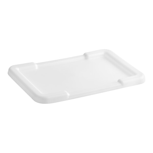 A white rectangular recessed lid designed for a meat lug or tote box.
