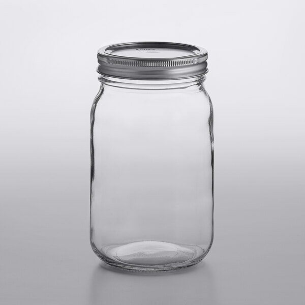 32 Oz Ball Mason Clear Glass Jar Quart Set of 12 Regular Mouth Smooth Sided