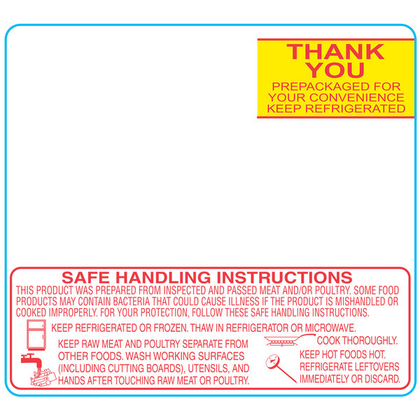 A close-up of a white Toledo Safe Handling label with black text that includes a warning and the words "Thank You"