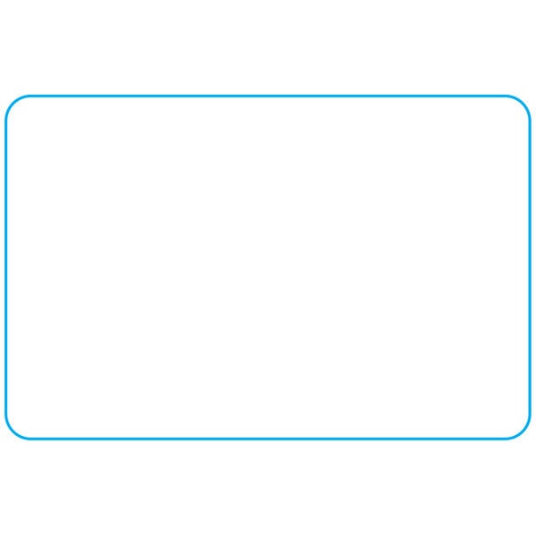 A white rectangular label roll with blue lines for a Toledo scale.