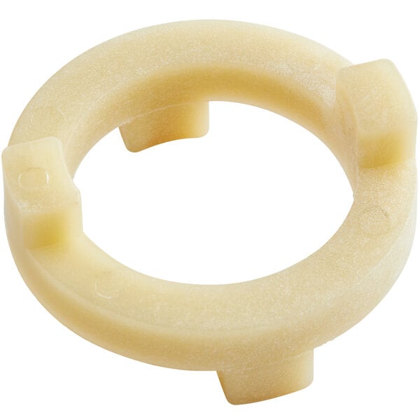 A white plastic ring with two holes.