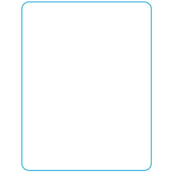 A white rectangle label roll for a Berkel scale with blue lines.