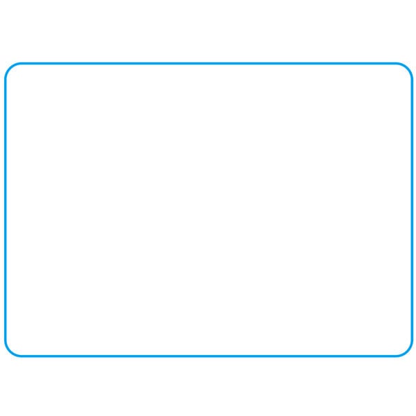 A white rectangular label with blue lines.