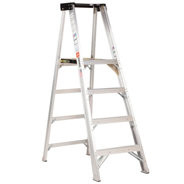 A Bauer 12' aluminum platform ladder with a steel platform.