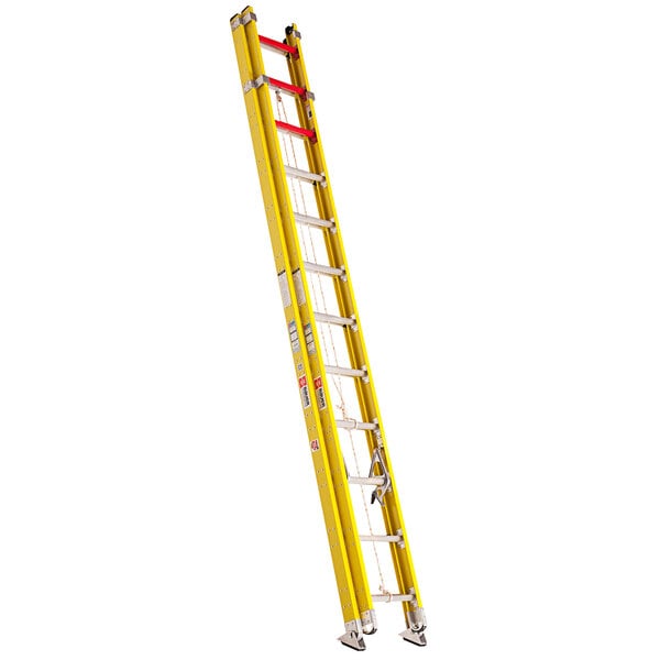 A yellow Bauer Corporation 314 Series extension ladder.