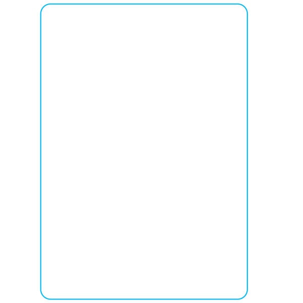 A white rectangular paper label with blue borders and blue lines.