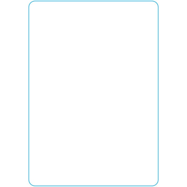 A white rectangular label roll with blue lines.