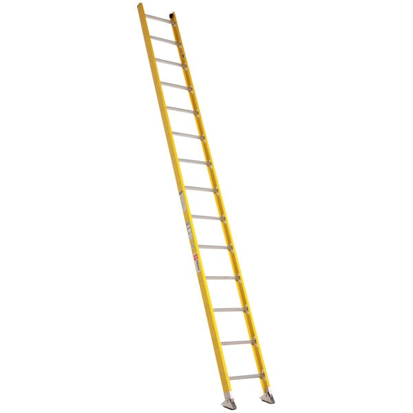 A Bauer yellow fiberglass ladder.
