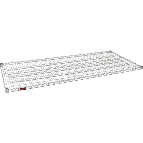 A metal Eagle Group wire shelf with wire mesh on top.