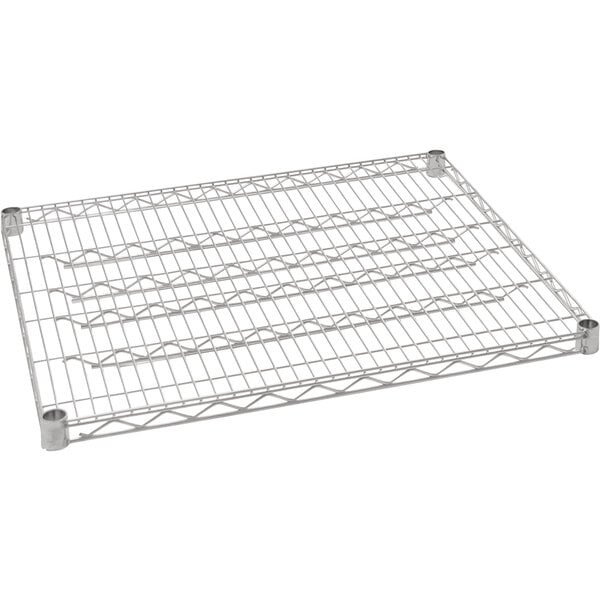 A stainless steel Eagle Group wire shelf with wire mesh on top.