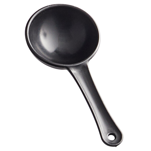 A Nemco black plastic portion control scoop with a handle.