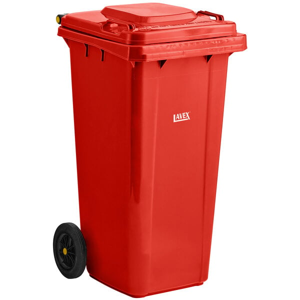 Lavex 32 Gallon Orange Round High Visibility Commercial Trash Can