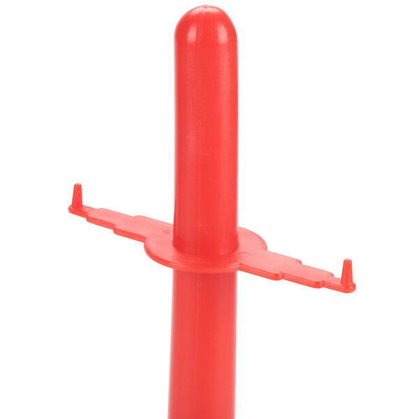 A red polypropylene chile server.