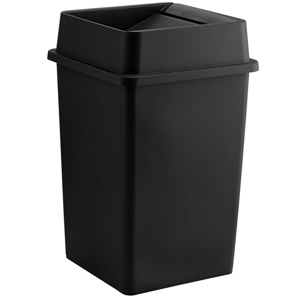 Lavex 35 Gallon Black Square Trash Can with Swing Lid - Yahoo Shopping