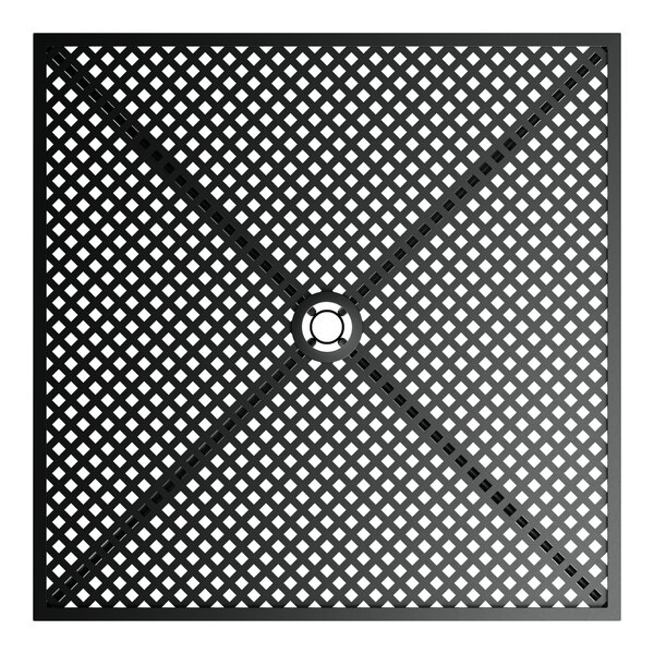 A black square Lancaster Table & Seating outdoor table top with ornate circle details.