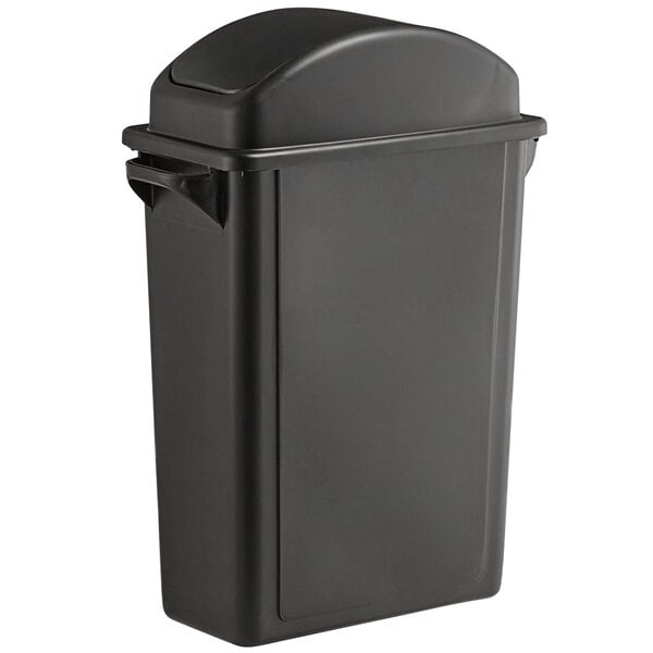 Lavex 23 Gallon Gray Slim Rectangular Trash Can and Gray Flat Lid with  Handle