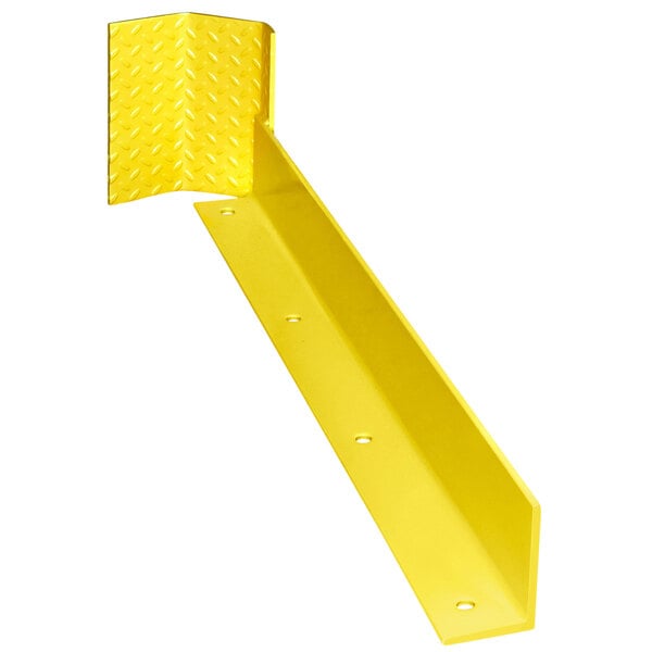 A yellow metal corner piece with holes for mounting.